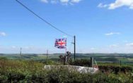 Union jack under power line