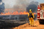Controlled CA blaze creates windbreak against wildfire