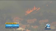 TV News still showing active fire in Orange County
