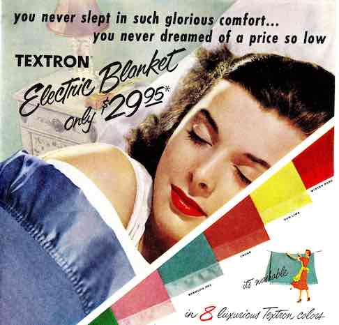 1950s ad for Textron electric blanket